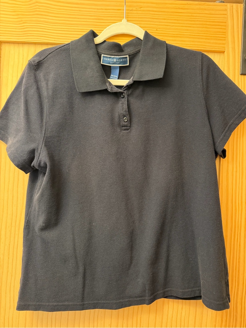 Karen Scott Black Short-Sleeve Polo Shirt